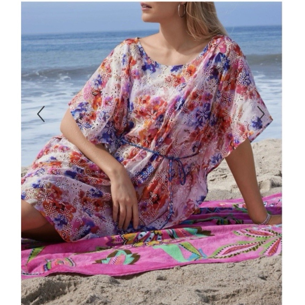 Johnny Was Oversized Silk/ Cotton Summer Days Eyelet Dress Size M -‎ NWT